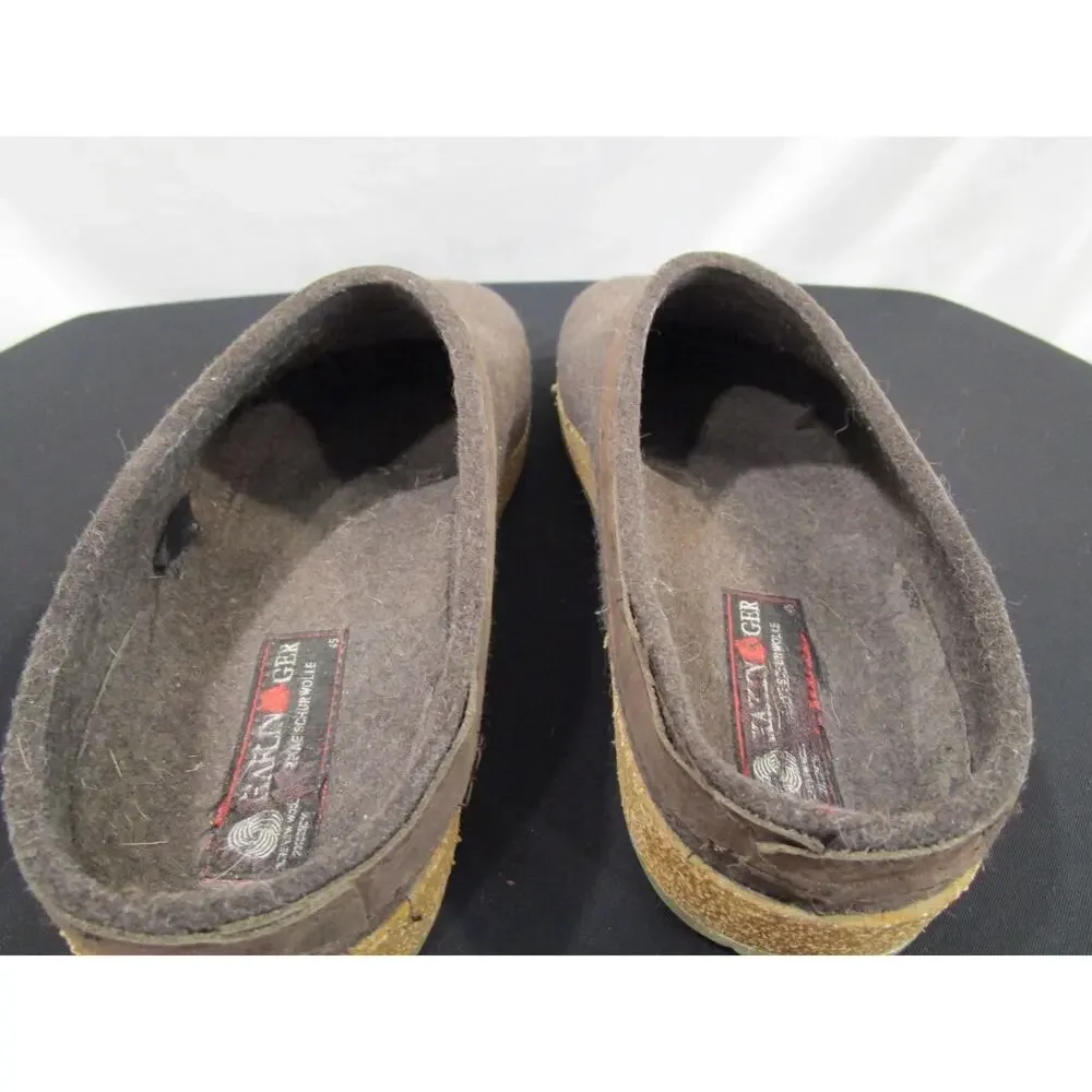 Haflinger Grizzly Brown Wool Leather Cork Footbed Mules Clogs Men 12 US/45 EU